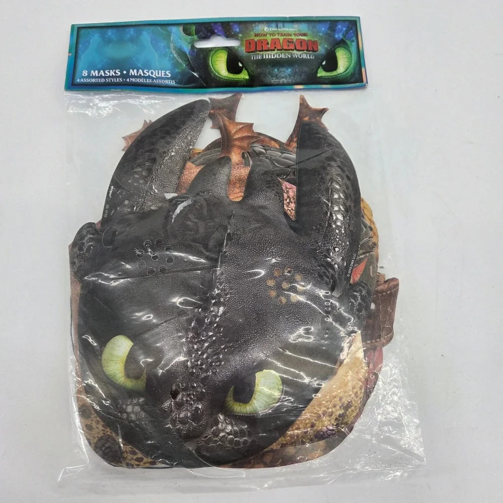 How to Train Your Dragon The Hidden World 8ct Party Masks Toothless Unique 2019